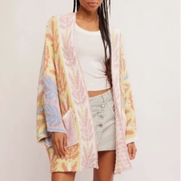 Free People Sweaters - BEST Free People Mallorca Oversize Open Front Cardigan Knit Breeze Combo XS/S